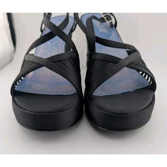 Vintage Mudd Size 10 Rita Platform Heels Black Strappy Satin Y2k 90s New In Box - Picture 2 of 11